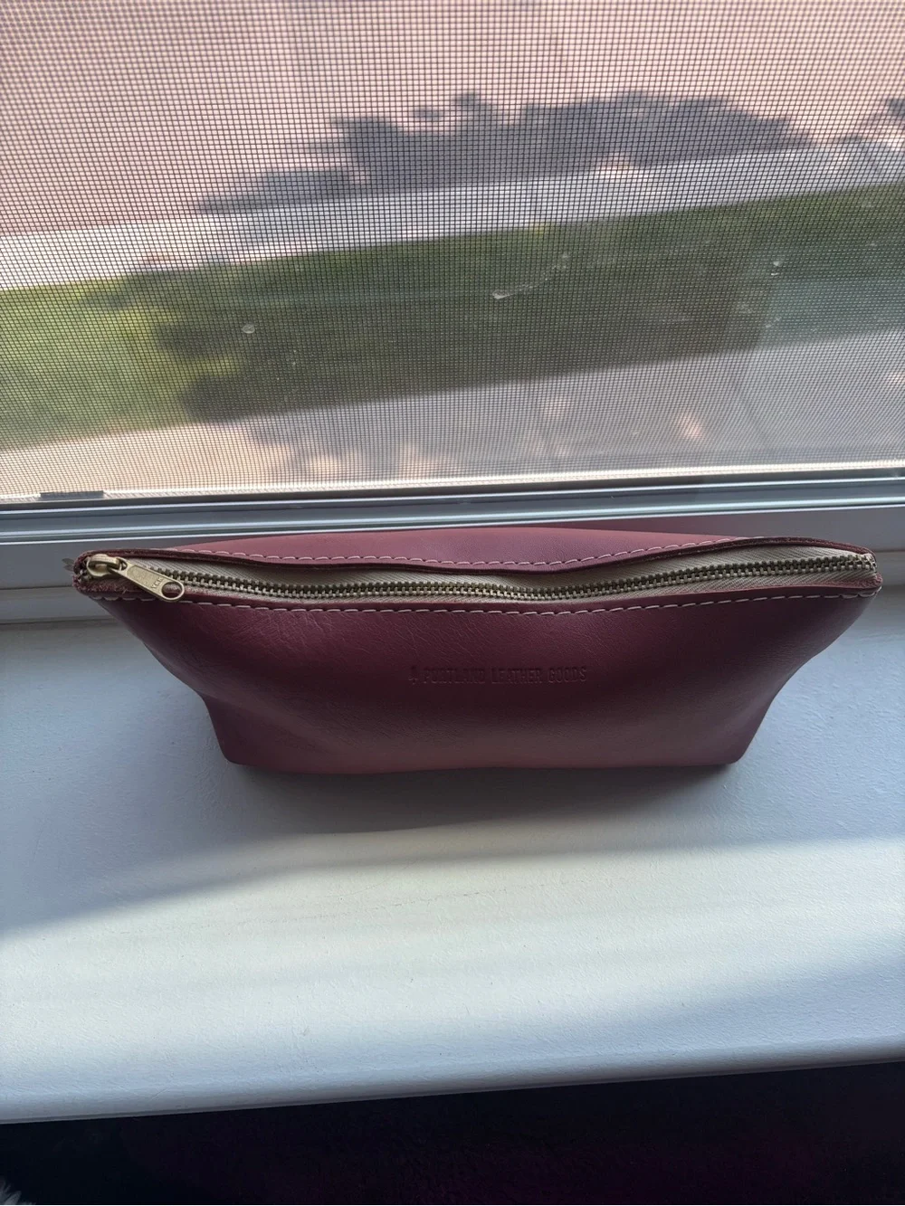 Portland Leather Pink Leather Cosmetic Pouch
